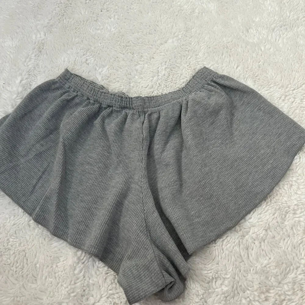 John Galt Mirco Mini Y2K Boho Indie Summer Shorts OS Grey Cotton Casual Booty
